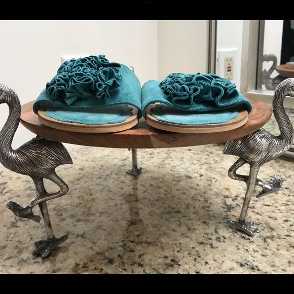 🎉HP🎉 MUSSE & CLOUD Aqua / Turquoise Suede Sandal 7.5 - Picture 6 of 6